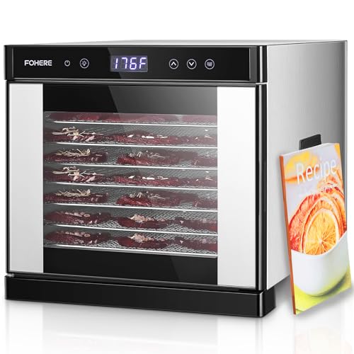 FOHERE 800W Food Dehydrator with 8 Stainless Trays