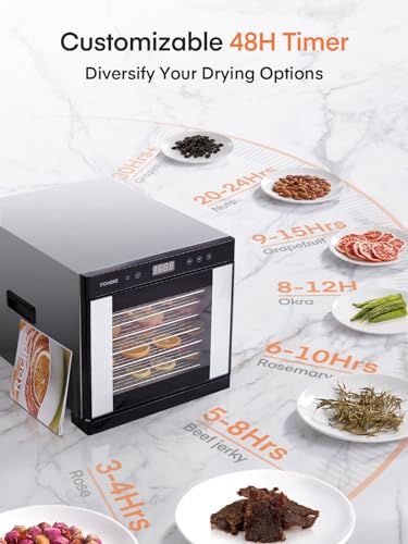 FOHERE 800W Food Dehydrator with 8 Stainless Trays