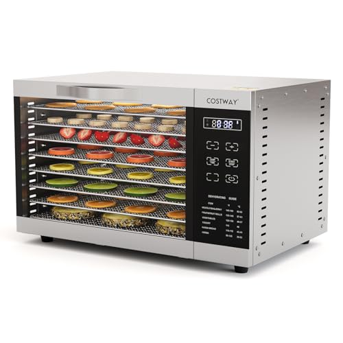 COSTWAY Food Dehydrator with 8 Detachable Trays Silver