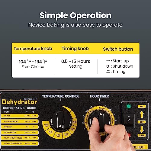 Commercial 16-Tray Stainless Steel Food Dehydrator, Large Size