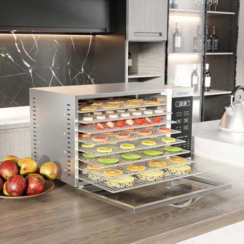COSTWAY Food Dehydrator with 8 Detachable Trays Silver