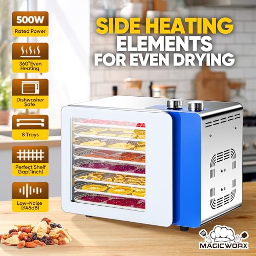 8-Tray Stainless Steel Food Dehydrator with Timer & Temp