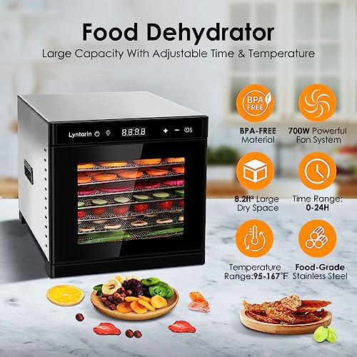 LynTorin 8-Tray Food Dehydrator: 700W, Timer, Temperature Control