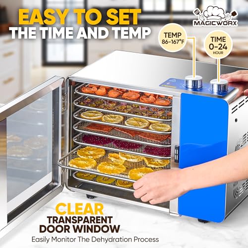 8-Tray Stainless Steel Food Dehydrator with Timer & Temp