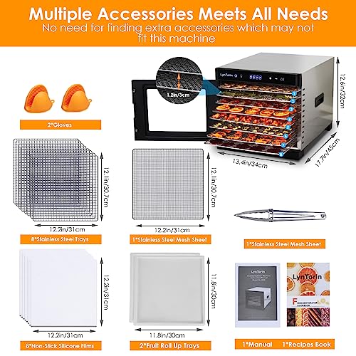LynTorin 8-Tray Food Dehydrator: 700W, Timer, Temperature Control