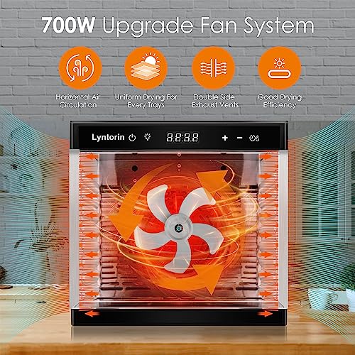 LynTorin 8-Tray Food Dehydrator: 700W, Timer, Temperature Control