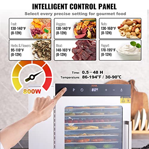 10-Tray Stainless Steel Food Dehydrator with Digital Timer