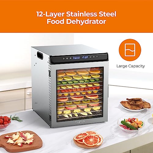12 Tray Stainless Steel Food Dehydrator with Timer