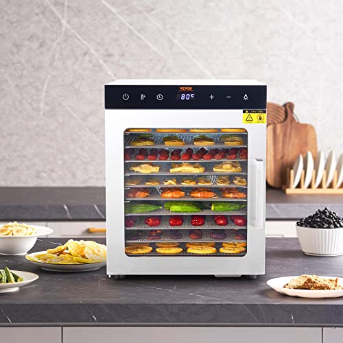 10-Tray Stainless Steel Food Dehydrator with Digital Timer