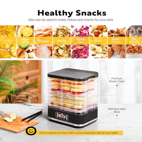 VIVOHOME Electric 8-Tray Food Dehydrator with Digital Timer