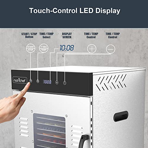 NutriChef Commercial Electric Food Dehydrator - XL Stainless Steel