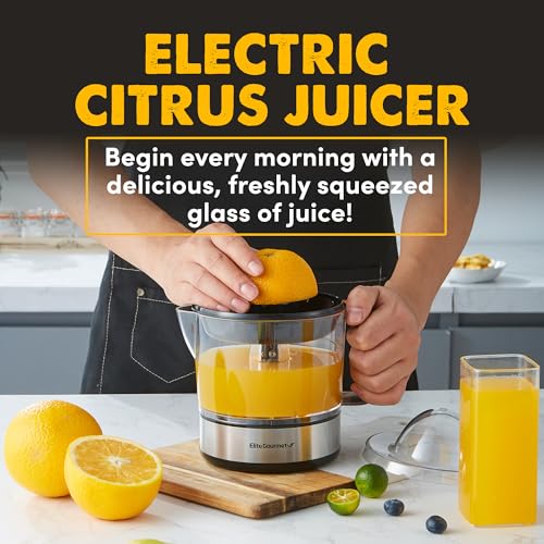 Elite Gourmet BPA-Free Electric Citrus Juicer, Compact, Large
