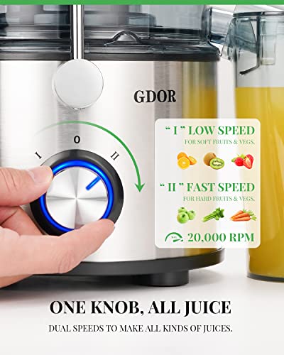 GDOR 1200W Juicer with Titanium Cut Disc, 3" Chute