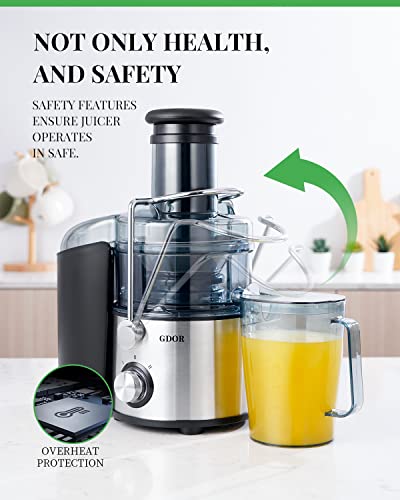 GDOR 1200W Juicer with Titanium Cut Disc, 3" Chute