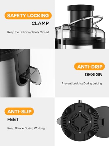 500W Juicer with Wide Mouth for Easy Juice Extraction