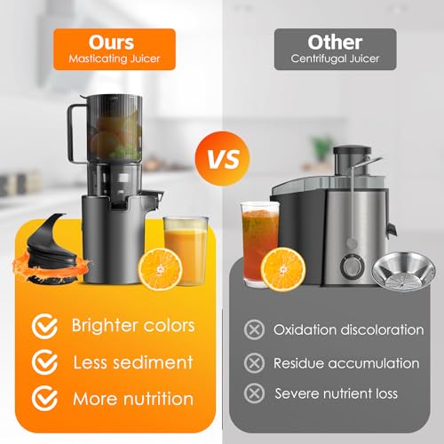 Large Caliber Slow Cold Press Juicer, High Juice Yield