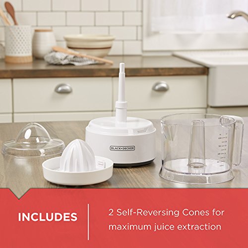 BLACK+DECKER 32oz Citrus Juicer, White, CJ650W, Compact