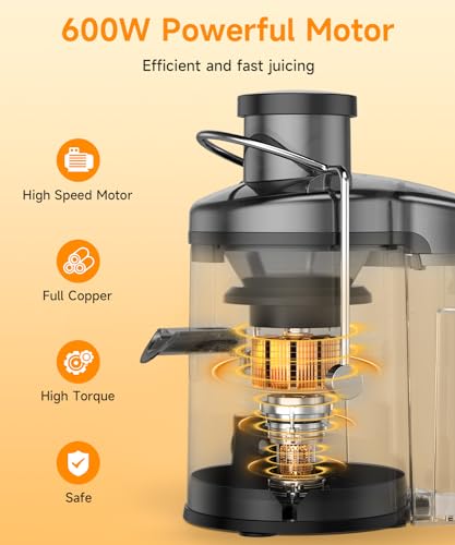 600W Juicer Machine with Wide Chute and 3 Speeds