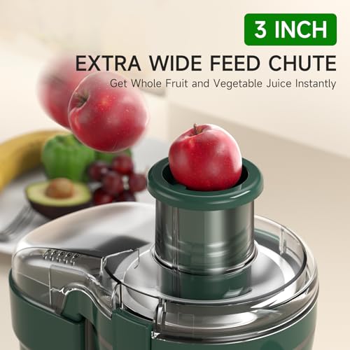 Green Juicer Machine with Wide 3" Feed Chute