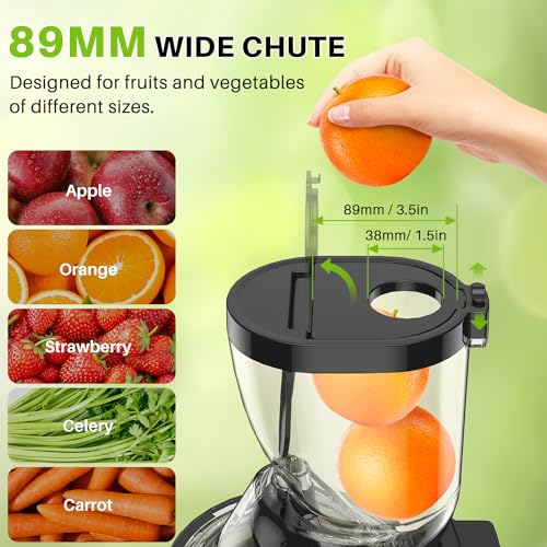 Cold Press Juicer Machines, 300W Masticating Juicer with Large Feed Chute