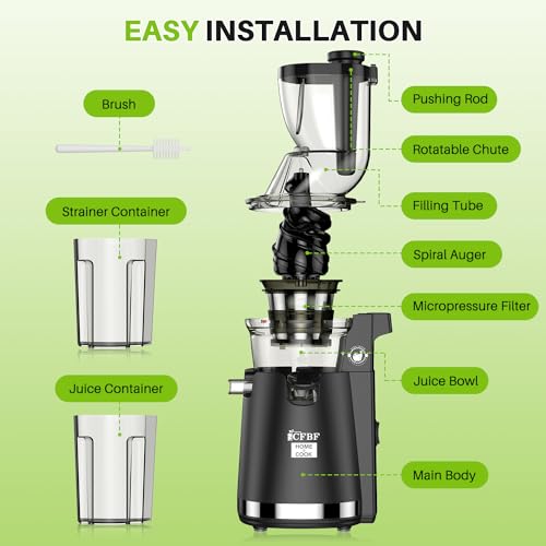 Cold Press Juicer Machines, 300W Masticating Juicer with Large Feed Chute