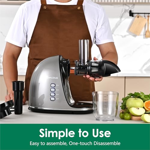 Brecious Slow Masticating Juicer, 2 Speeds, Quiet Motor