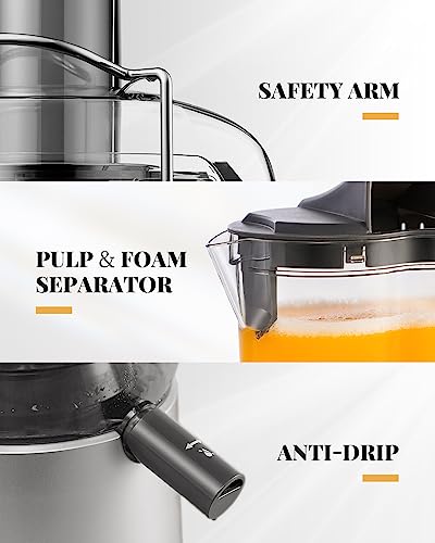 1200W GDOR Juicer with 3.2" Feed Chute, Titanium Cutting