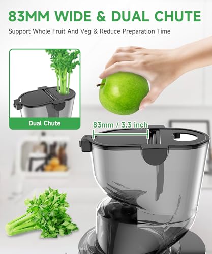 Masticating Juicer with Wide Dual Feed Chute