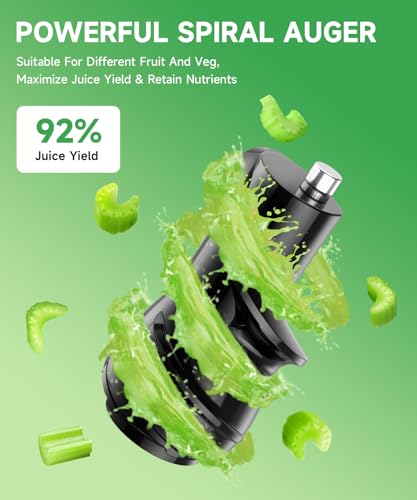 Masticating Juicer with Wide Dual Feed Chute