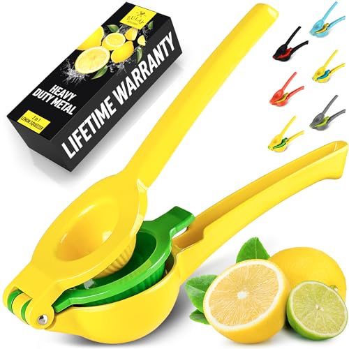 Zulay Kitchen Metal 2-in-1 Lemon Squeezer - Easy-Clean - Yellow/Green