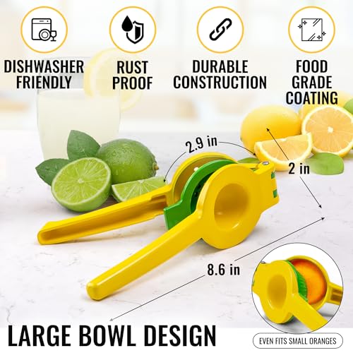 Zulay Kitchen Metal 2-in-1 Lemon Squeezer - Easy-Clean - Yellow/Green
