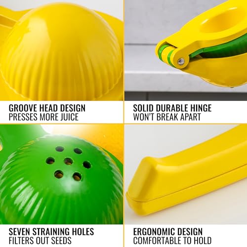 Zulay Kitchen Metal 2-in-1 Lemon Squeezer - Easy-Clean - Yellow/Green