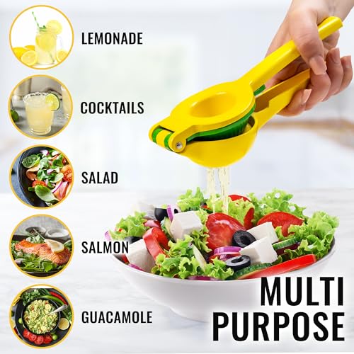 Zulay Kitchen Metal 2-in-1 Lemon Squeezer - Easy-Clean - Yellow/Green