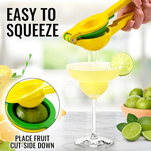 Zulay Kitchen Metal 2-in-1 Lemon Squeezer - Easy-Clean - Yellow/Green