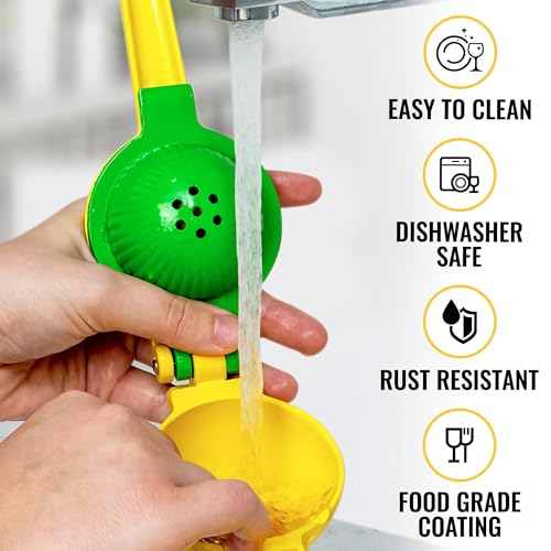Zulay Kitchen Metal 2-in-1 Lemon Squeezer - Easy-Clean - Yellow/Green
