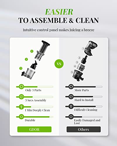GDOR Compact Cold Press Masticating Juicer for Fruits