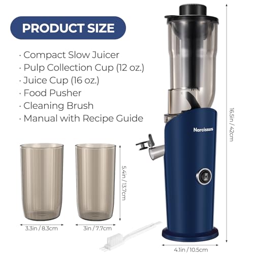Compact Narcissus Cold Press Juicer with Large Chute