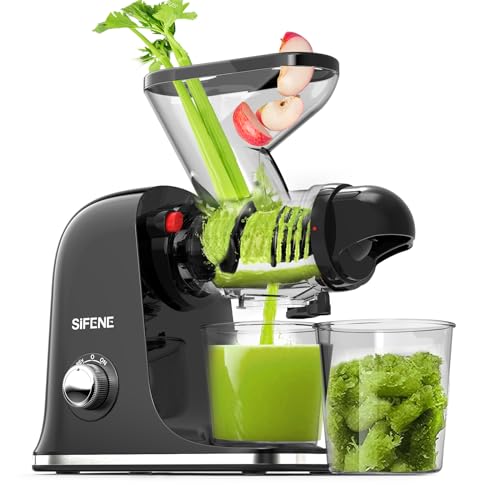 Compact SiFENE Cold Press Juicer, Masticating Vegetable/Fruit Squeezer