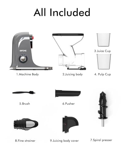 SiFENE Dual Feed Cold Press Juicer - Recipes Included