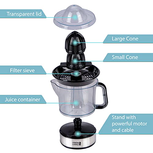 Electric Citrus Juicer with Dual Cones for Max Juice