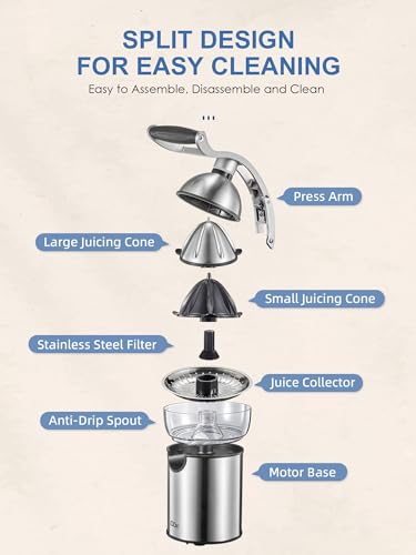 Electric Citrus Juicer Squeezer, BPA-Free, Easy to Clean