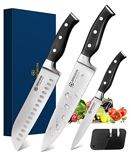 Brewin 3PC Professional Chef Knife Set, High Carbon Stainless Steel