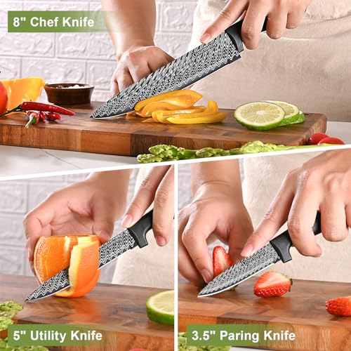 Gourmetop Damascus Stainless Steel Knife Set with Sheath