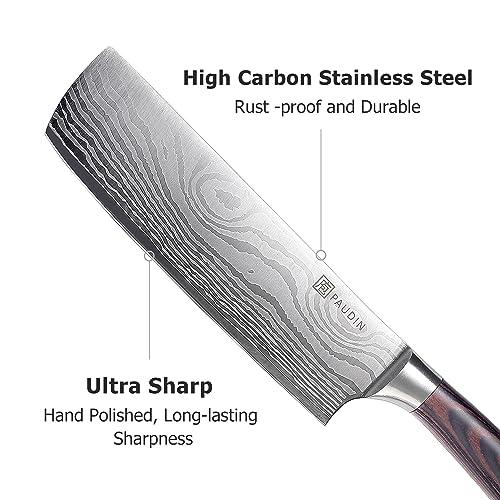 PAUDIN 7" Nakiri Knife - Razor Sharp, High Carbon Steel