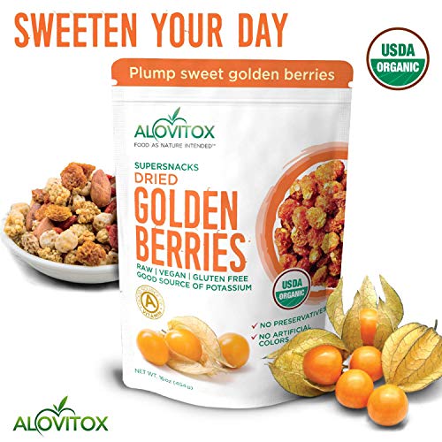 Alovitox Organic Sun Dried Golden Berries 16 oz | Raw, Vegan, Gluten Free
