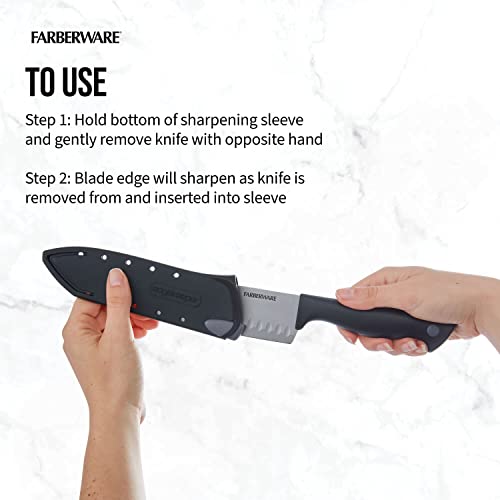 5-Inch Santoku Knife with Self-Sharpening Blade Cover, Black
