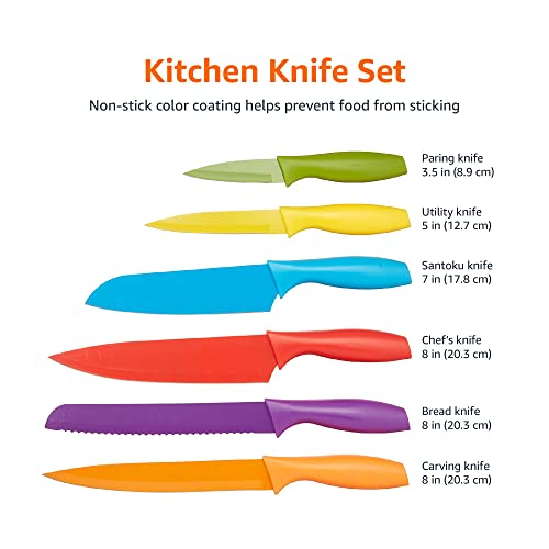 Color-Coded 12-Piece Kitchen Knife Set, Multicolor
