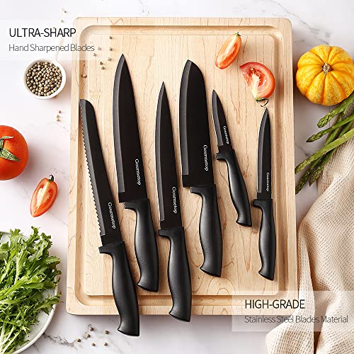 Black Titanium Kitchen Knife Set for Gourmet Cooking