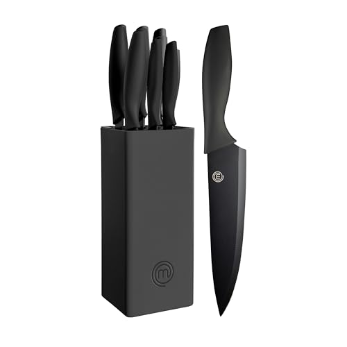 6-Piece MasterChef Black Knife Set with Non-Stick Coating