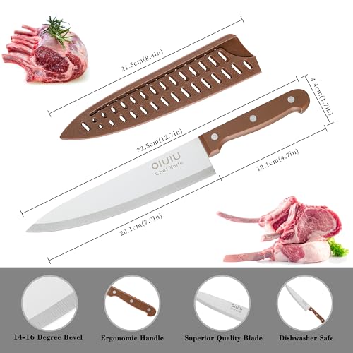 8" OLULU Chef Knife, Protective Sheath, Ergonomic Handle